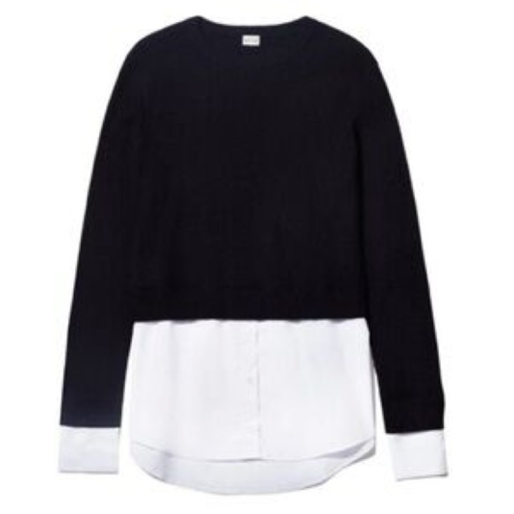 Kule Women’s Mixed Media Sweater Twofer Ribbed Business Casual Size M Black
